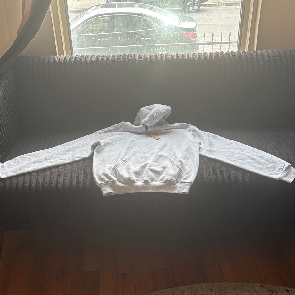 SKIMS Heather Gray Cotton Fleece Hoodie